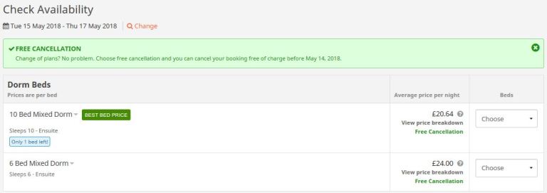 munich hostel example price