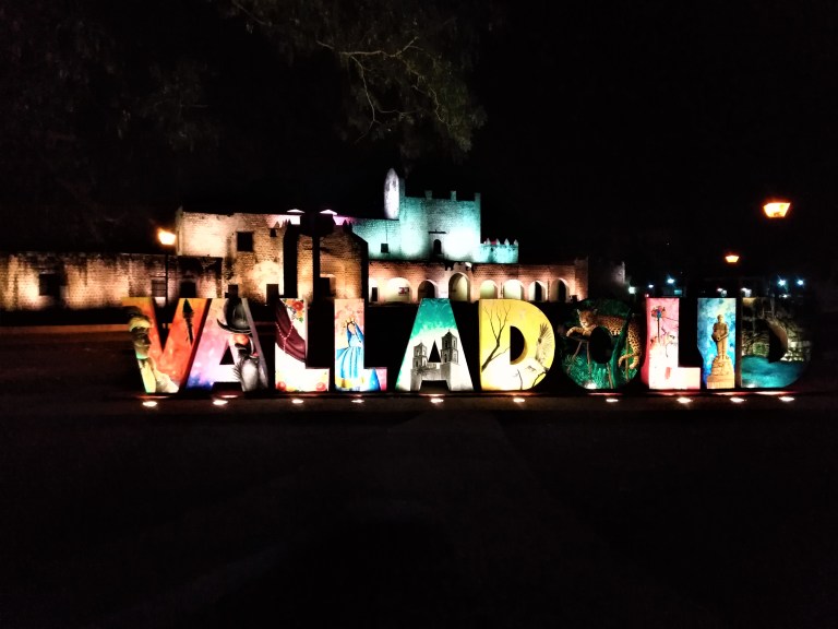 Mexico Valladolid Light Show Sign